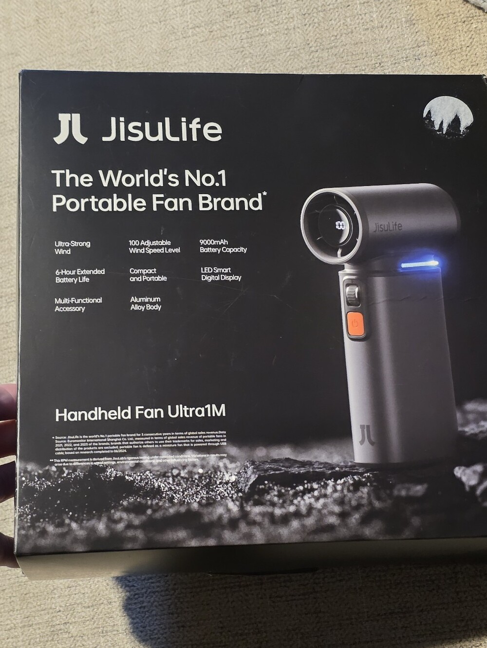 JISULIFE  ultra 1 Turbo Fan 9000mAh battery Fast Charge 6hr life LED screen